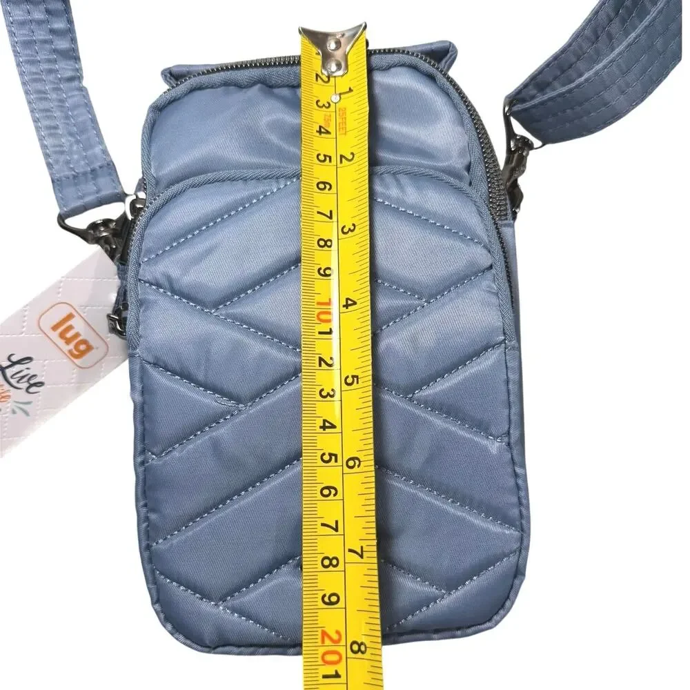 NWT Lug SKEETER MINI M2 Quilted Satin Light Blue Moon Crossbody Convertible Bag